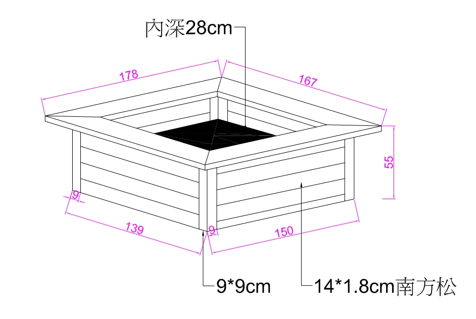 靠座花台C_等角圖 靠座花台C_等角圖