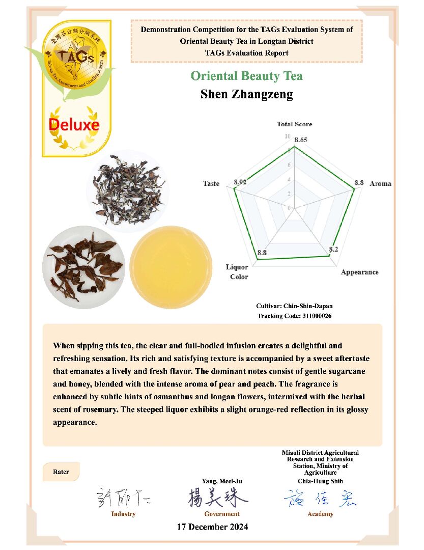 圖二、龍潭區東方美人茶TAGs評鑑示範賽特選評鑑報告書2 圖二、龍潭區東方美人茶TAGs評鑑示範賽特選評鑑報告書2