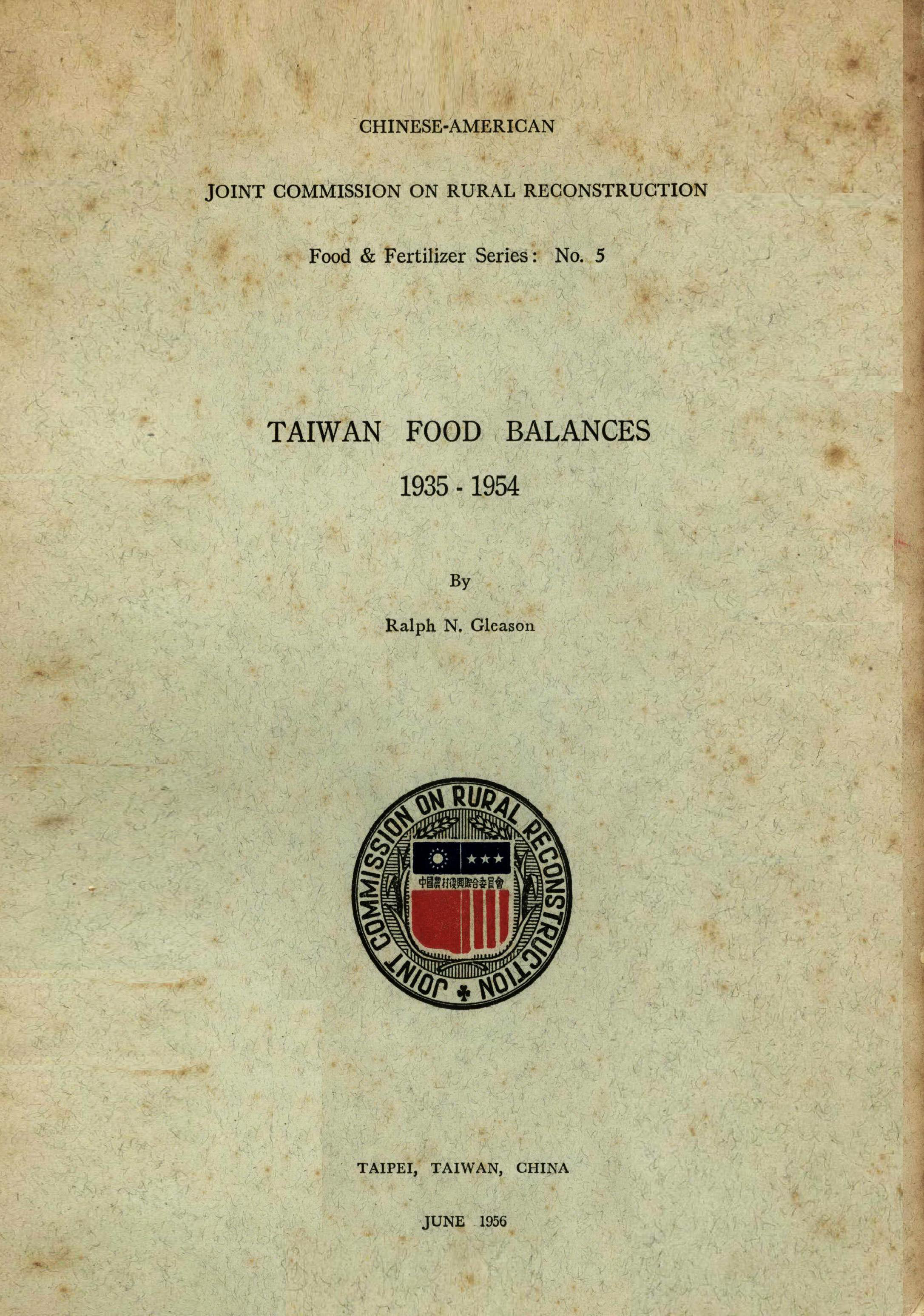 TAIWAN FOOD BALANCES 1935-1954