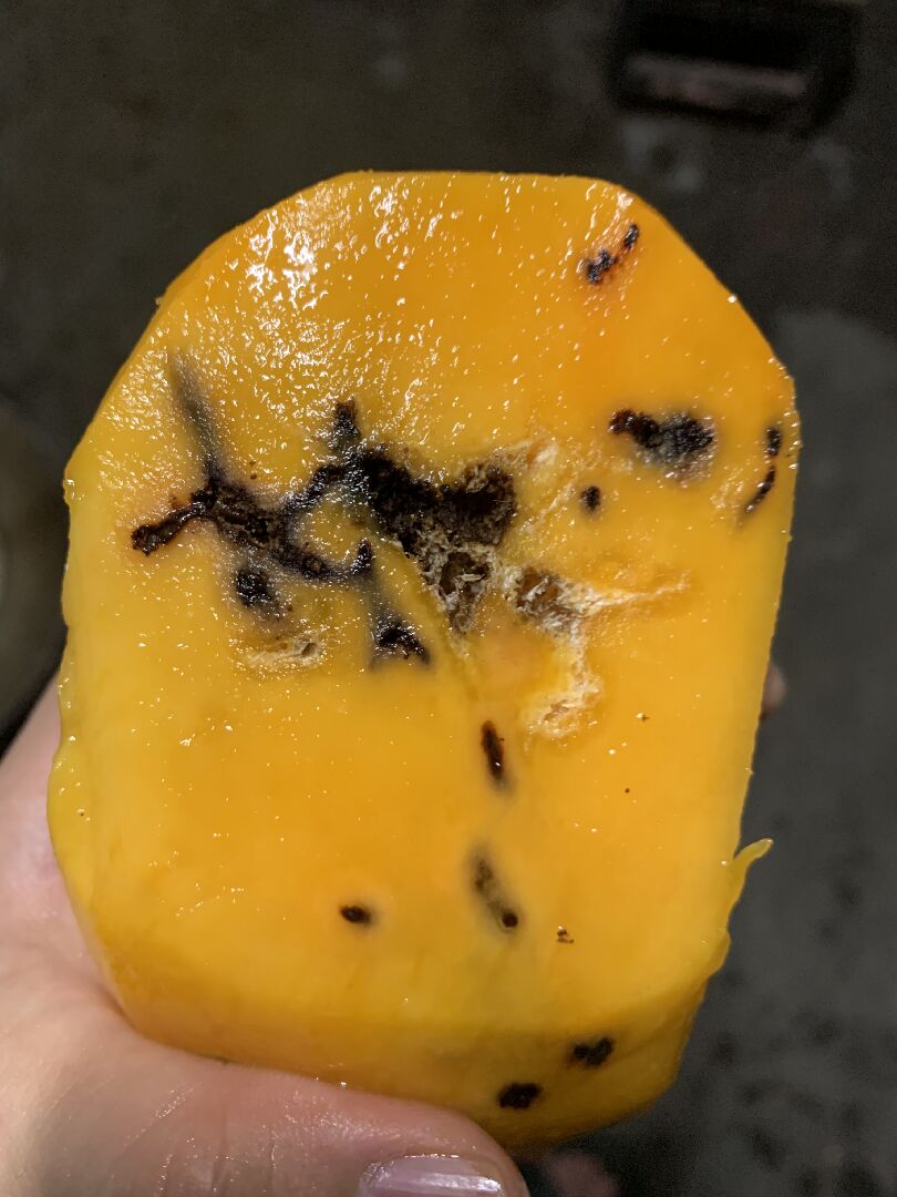 芒果切開是黑色的紋路